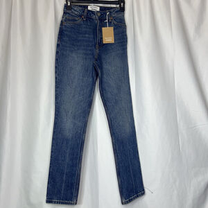 Reformation Women’s 23 Liza Ultra High Rise Straight Jeans Champlain Blue Wash